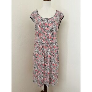 Boden Margot Dress Womens US 12 UK 16 Paisley Print Cotton Jersey Pockets Midi